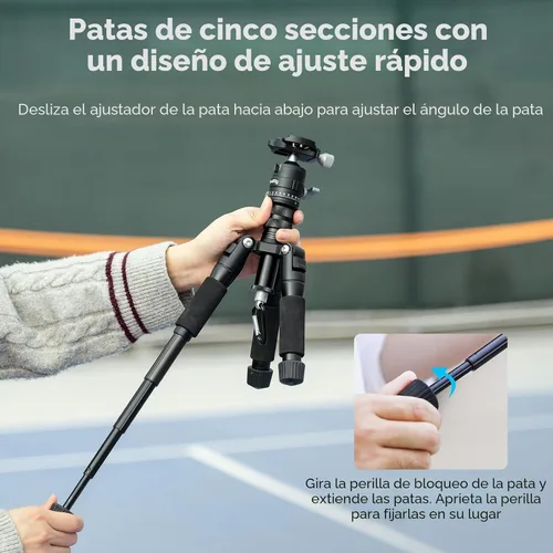 Vista 6 de SmallRig VT-20 Mini Trípode de Aluminio, Trípode de Escritorio de 20" con Cabeza de Bola de 360°, Trípodes de Escritorio Compactos para Cámara DSLR