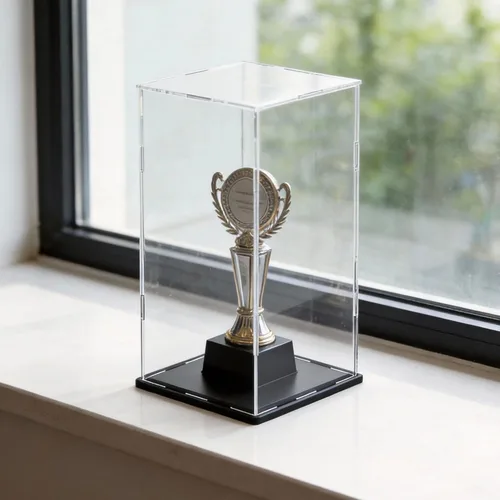 Vista 24 de SVENJBB vitrina acrílica, cajas de acrílico de cubo de 10 x 10 x 14 pulgadas para exhibición, vitrinas transparentes con base negra mate y tapa