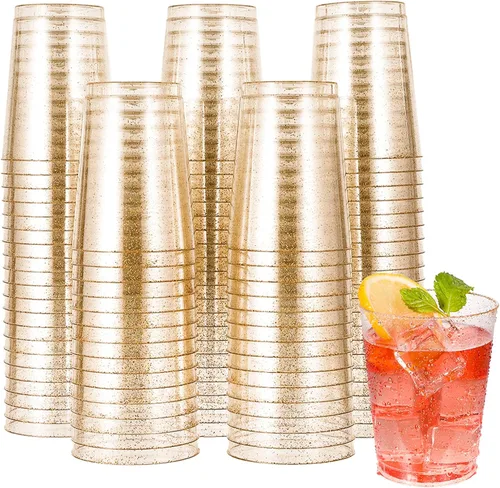 Vista 11 de JOLLY CHEF Vasos desechables de plástico transparente de 10 onzas, paquete de 100 vasos de plástico transparente resistente para boda, Acción