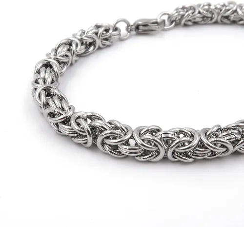 Vista 4 de Steelmeup Pulsera de cadena bizantina redonda de acero inoxidable unisex para hombres y mujeres de 0.236in 7 8 9 pulgadas, Metal