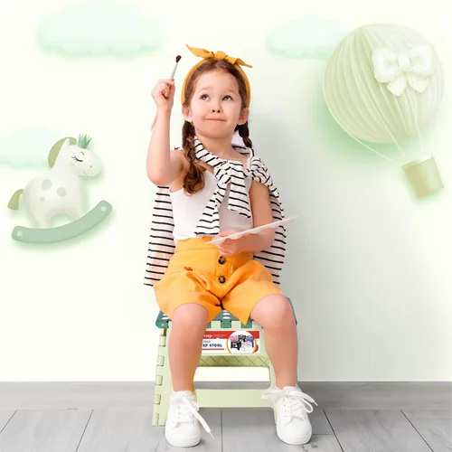 Vista 5 de ACSTEP Taburete plegable de 9 pulgadas, capacidad de 300 libras, taburetes plegables de plástico para niños y adultos, taburete plegable adecuado