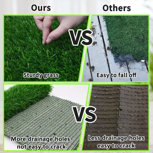 Vista 5 de Almohadilla de hierba para perros 33 x 33 pulgadas, hierba suave y realista de fuerte absorbencia para el entrenamiento de mascotas, fácil