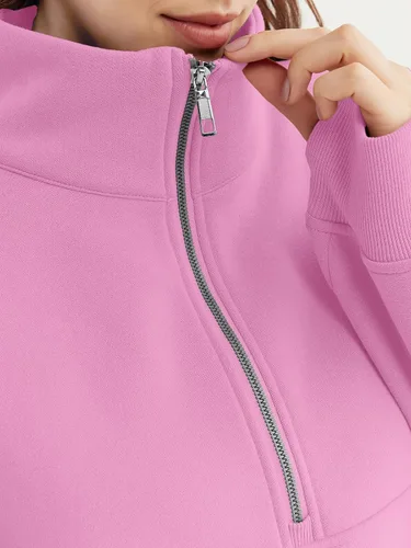 Vista 5 de EFAN Sudaderas de gran tamaño con media cremallera para mujer, sudaderas recortadas de forro polar con cremallera de un cuarto, ropa de moda 2024