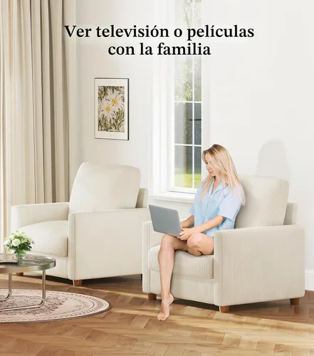Vista 9 de Kidirect Silla de acento extragrande de 35.5 pulgadas, sillas de sala de montaje fácil, silla de lectura de pana para dormitorio, sillas de acento