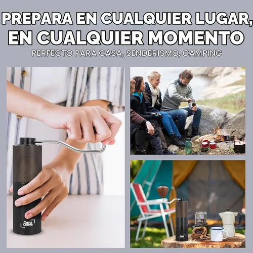 Vista 5 de Molinillo manual de café – Molinillo manual de rebabas cónicas de acero inoxidable de precisión para expreso, vertido, prensa francesa y aeropress