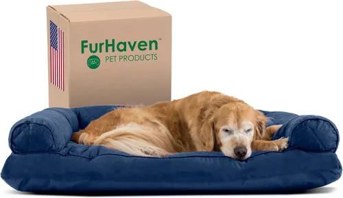 Vista 21 de Furhaven - Cama para perros, cojín de almohada tradicional sofá y colchón de espuma rectangular terapéutico de lujo con funda extraíble para perros