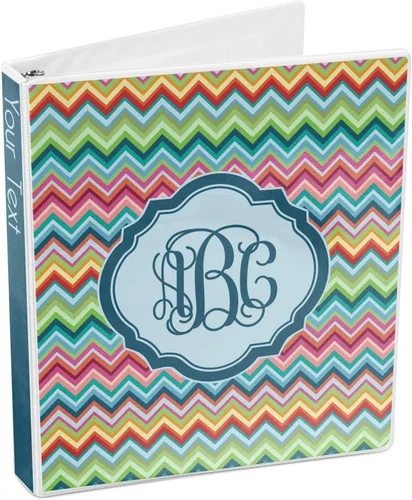 Vista 4 de Carpeta personalizada de 3 anillas con monograma de cheurón retro - 1 pulgada