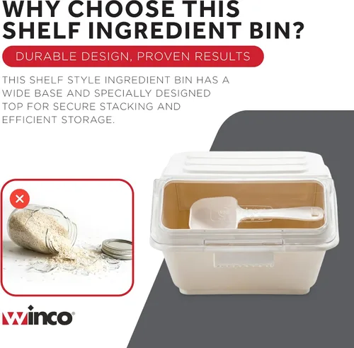 Vista 6 de Winco IB-2S - Contenedores de ingredientes para estantes, 2 galones (capacidad de 40 tazas), color blanco