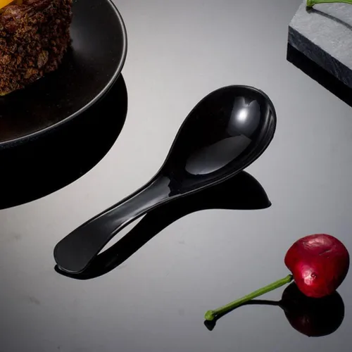 Vista 3 de Hemoton Cucharas de sopa desechables para llevar de 9.44 pulgadas, cucharas de sopa asiáticas de plástico resistente para servir sopas de fideos