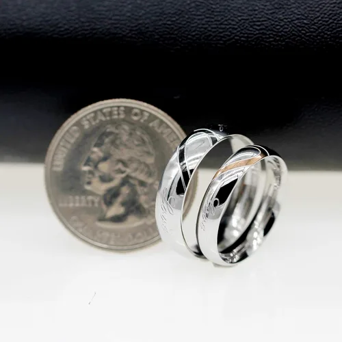 Vista 6 de Uloveido Anillos de compromiso de boda de acero inoxidable de titanio para parejas, grabados, amor real Y552