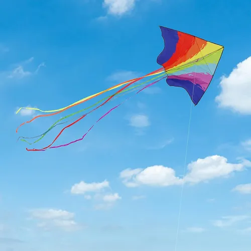 Vista 2 de Motiloo Longitud 63 pulgadas de bandera americana patriótica grande Delta cometa para niños y adultos, cometas grandes para el día