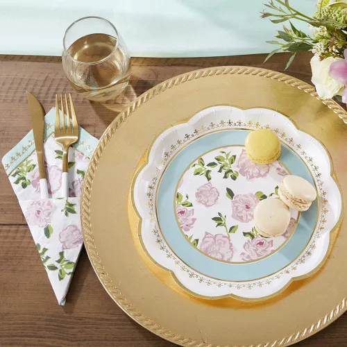 Vista 3 de Kate Aspen Vintage Floral Tea Party - Platos de papel floral de 9 pulgadas, color azul (juego de 16), talla única, (28590NA)