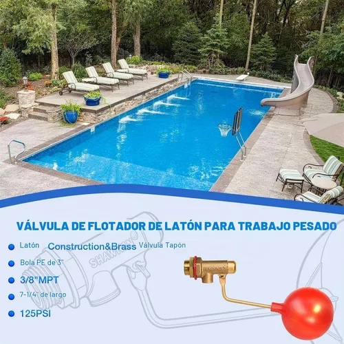 Vista 3 de Válvula de flotador de llenado automático de piscina 3/8", válvula de nivel de agua de latón para piscina y estanque