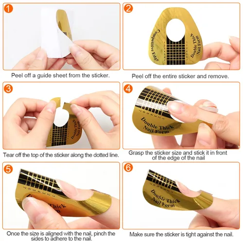 Vista 3 de 200 formas de uñas para gel constructor, formas de extensión de uñas autoadhesivas AHIER para bricolaje en casa, suministros profesionales de arte