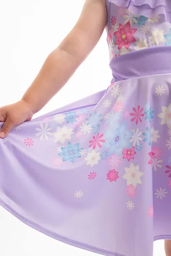 Vista 3 de Little Adventures Vestido de princesa con diseño de flores, lavable a máquina, traje de fiesta y juego de simulación para niños sin purpurina