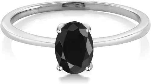 Vista 39 de Gem Stone King Anillo de compromiso solitario con piedra preciosa de oro blanco de 10 quilates, ovalado, 0.27 x 0.19 pulgadas, anillo de promesa