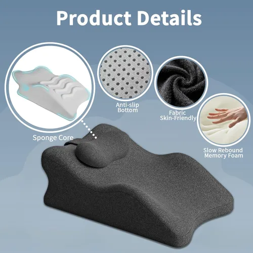 Vista 7 de Almohada de cuña ergonómica prona, almohada de cama de espuma de memoria multifuncional, almohada de lectura, ideal para descansos en la cama