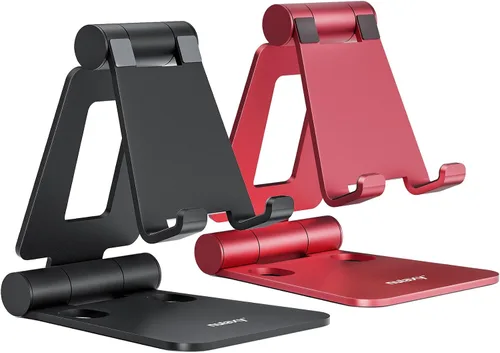 Vista 11 de Nulaxy 2 Pack Soporte Plegable Dual para Teléfono Celular, Soporte de Escritorio Completamente Ajustable Compatible con iPhone 17 16 15 14 13 12 11