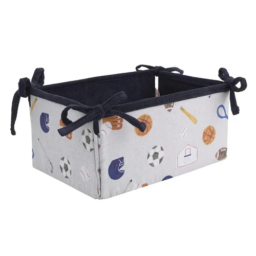 Vista 5 de NOJO Team All Star - Juego de ropa de cama de 4 piezas para cuna, color azul marino, gris y azul claro, fútbol, béisbol, fútbol y baloncesto