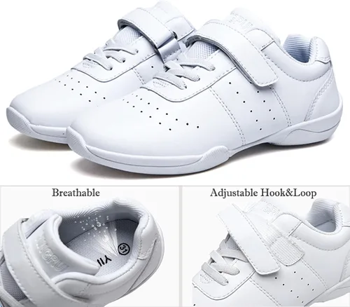 Vista 4 de Zapatos de animación blancos para niños y niñas, para competición, atletismo, caminar, tenis, deporte, con gancho y bucle, zapatillas