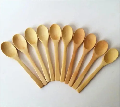 Vista 2 de 10 piezas de 7 pulgadas mango ecológico cucharas largas de madera café miel té agitador vajilla