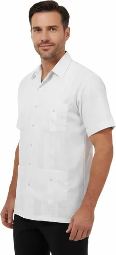 Vista 3 de Allsense Camisa Guayabera cubana con botones y manga corta para hombre