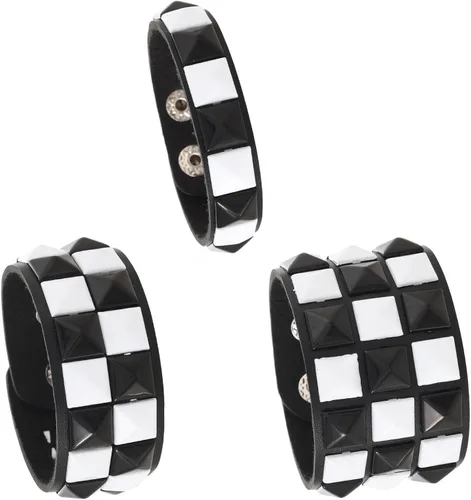 Vista 14 de 3 pulseras punk, pulseras de cuero con tachuelas, pulsera emo, pulseras góticas ajustables para hombres y mujeres