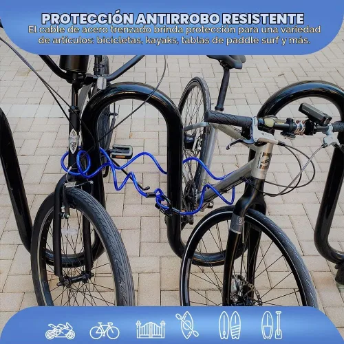 Vista 2 de DocksLocks Juego de cerradura de cable de seguridad en espiral
