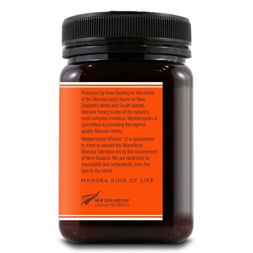 Vista 4 de Wedderspoon Miel de manuka cruda premium (16 KFactor) y gotas de miel de manuka orgánica