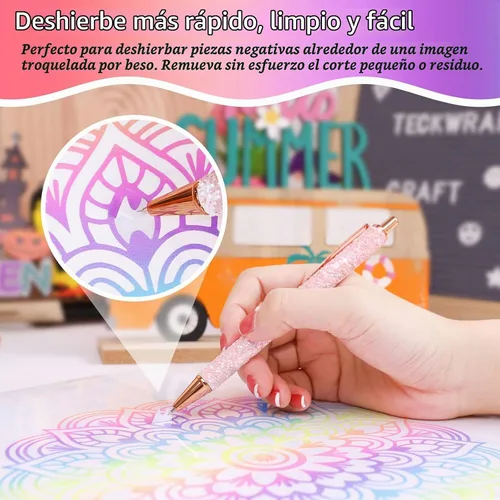 Vista 3 de TECKWRAP Herramienta de pluma de pasador de deshierbe para el proyecto de manualidades de vinilo DIY - rosa brillante Retractable Weeding Pin Pen