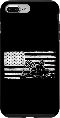Vista 12 de iPhone 16 Go Kart Racing American Flag Vintage Case