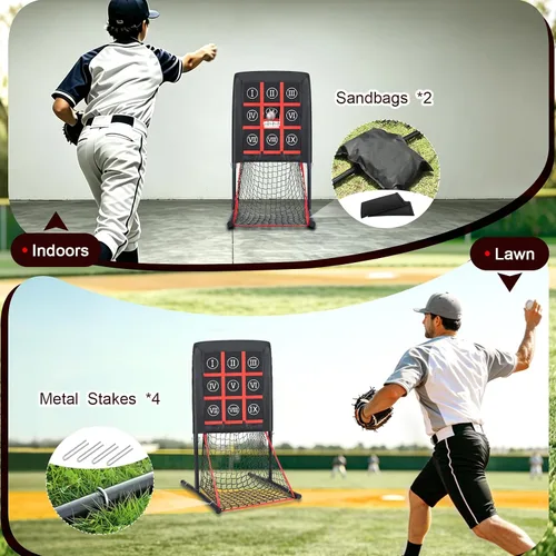 Vista 7 de 9 Hole Pitching Net with Strike Zone Target,Adjustable Heights