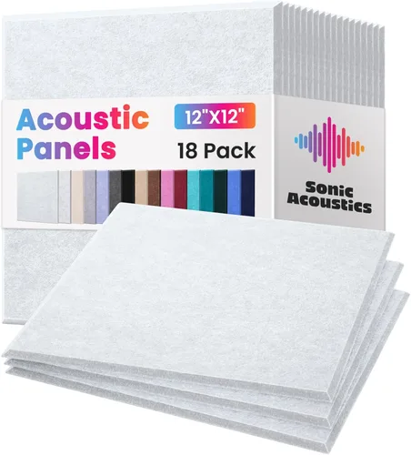 Vista 9 de Paquete de 18 paneles acústicos autoadhesivos absorbentes de sonido, panel de amortiguación de alta densidad, paneles de pared cuadrados