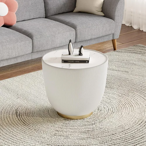 Vista 7 de Mesa de centro moderna, mesa de té central circular de 15.75 pulgadas, mesa de cóctel, mesas de centro redondas cilíndricas para sala de estar