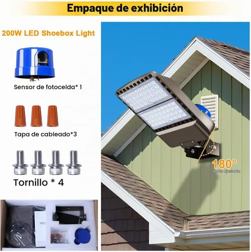 Vista 6 de Luz LED de estacionamiento de 200 W, 28000LM de montaje en pared