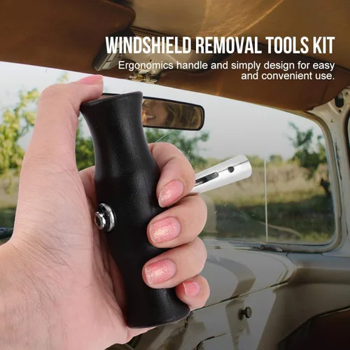 Vista 2 de Herramienta de extracción de parabrisas, alambre de corte de vidrio para ventana, mango ergonómico, removedor de parabrisas, kit para automóvil