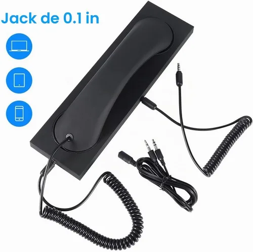 Vista 5 de Auricular retro, auricular para celular, auricular de teléfono retro receptores antirradiación de 3.5 mm para iPhone iPad, teléfonos móviles