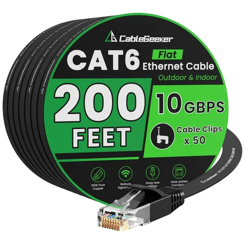 Vista 27 de Cable Ethernet Cat 6 de 10 pies, paquete de 2 unidades, para interiores y exteriores, red de Internet de 10 Gbps de alta velocidad, cable Ethernet