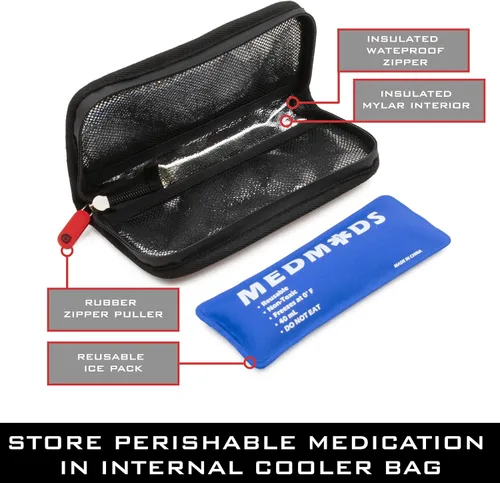 Vista 3 de MEDMODS - Estuche de viaje para enfriador de insulina y bolsa aislada para diabetes con bolsa de hielo, tarjeta de identificación, etiqueta