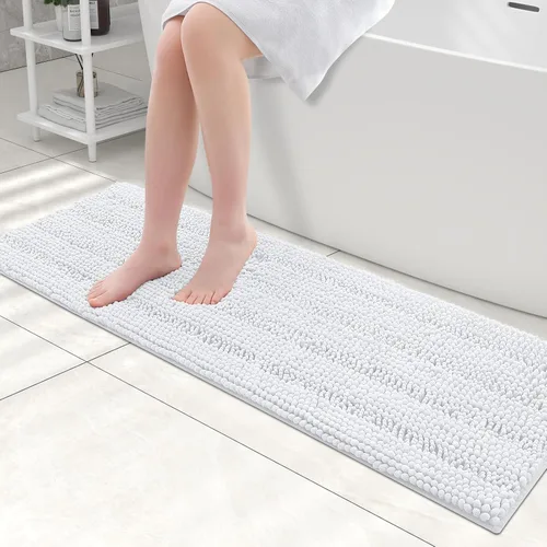 Vista 264 de Grandaily Alfombras de baño de felpilla a rayas de 24 x 16 pulgadas, extra gruesas y suaves, absorbentes, parte trasera de goma, alfombra de ducha