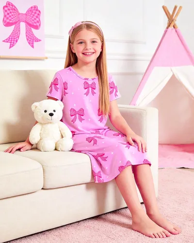Vista 3 de Sylfairy 2 camisones para niñas, pijamas de princesa, vestido de dormir para niñas pequeñas