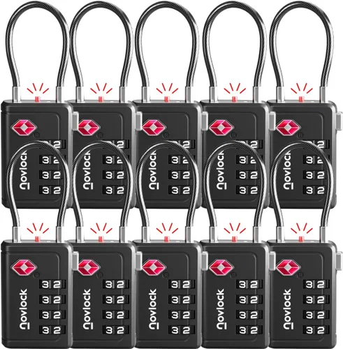 Vista 23 de Cerradura de equipaje aprobada por la TSA Indicador de inspección, combinación de 4 dígitos, aleación de zinc duradera para maletas, mochilas