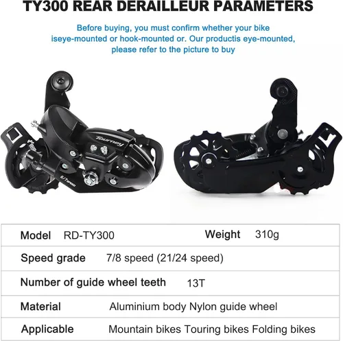 Vista 4 de Bike Rear Derailleur TY300 Direct Mount 6/7 Speed for Mountain Bicycle