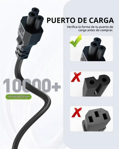 Vista 2 de Superer Cable de alimentación de CA C5 de 4 pies y 3 clavijas, cable