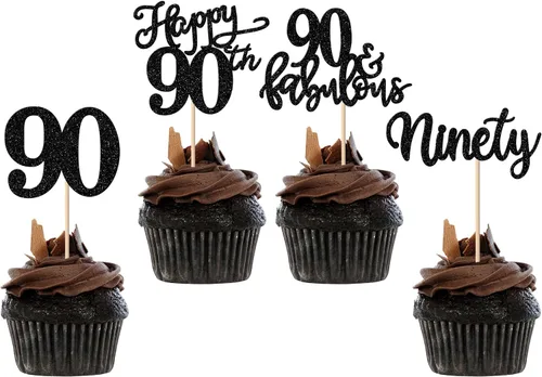 Vista 37 de Rsstarxi Paquete de 24 adornos con purpurina para cupcakes de 30 cumpleaños, treinta y 30 fabulosas selecciones de cupcakes, decoraciones para feliz