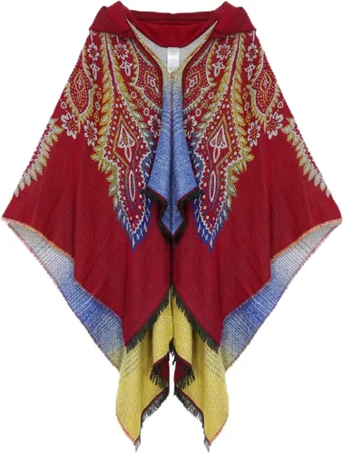 Vista 12 de Uyuni Poncho con volantes estilo chal bohemio para mujer, holgado, vintage