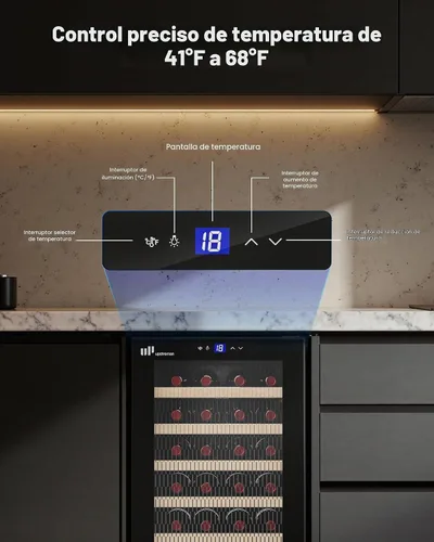 Vista 4 de Upstreman Refrigerador de vino de 24 botellas, puerta de cristal