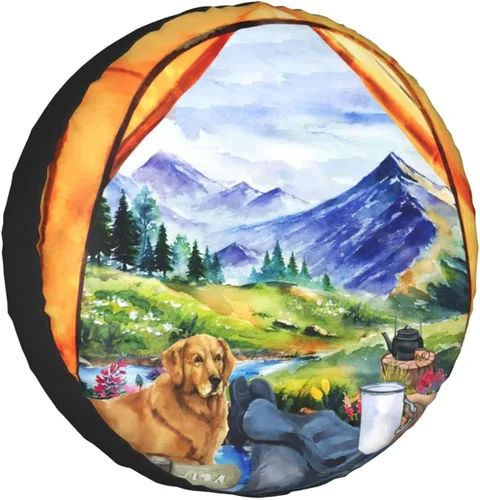 Vista 15 de Cool Campers - Cubierta de neumático de repuesto para remolques de viaje, impermeable, protección solar UV, se adapta a camiones, SUV, cubiertas