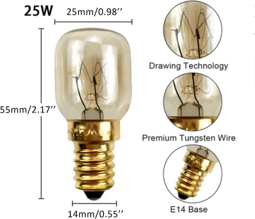 Vista 2 de Othmro 3 bombillas de microondas 220-240 V 220 bombillas de microondas E14, 2700 K cálido horno bombilla reemplazo electrodoméstico, incandescente