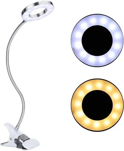 Vista 7 de lámpara, USB círculo maquillaje lámpara ceja labio salón de belleza escritorio Led luces con clip